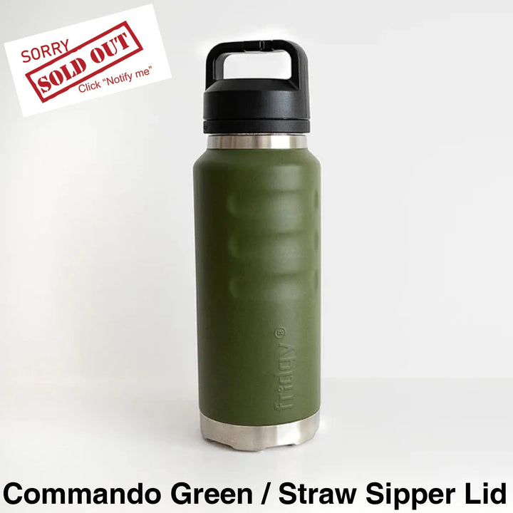 Fridgy 780ml Insulated Bottle Commando Green / Straw Sipper Lid