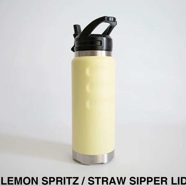 Fridgy 780ml Insulated Bottle Lemon Spritz / Straw Sipper Lid