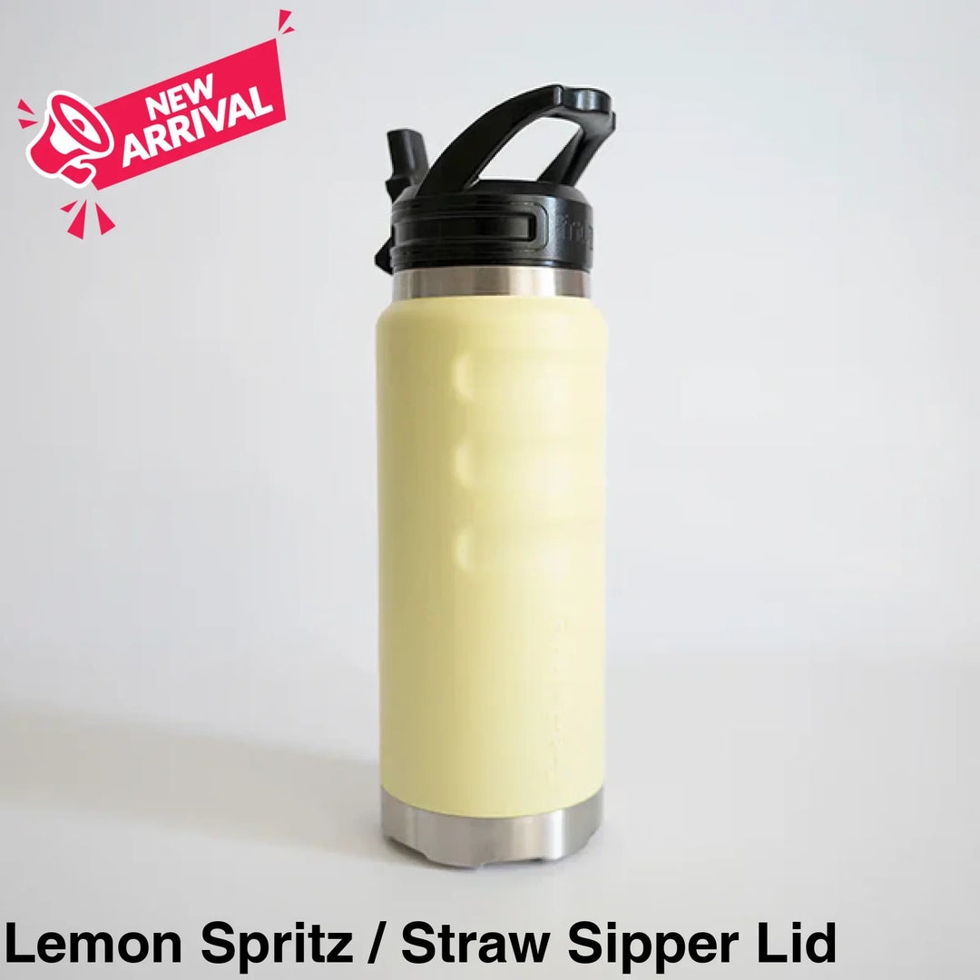 Fridgy 780ml Insulated Bottle Lemon Spritz / Straw Sipper Lid