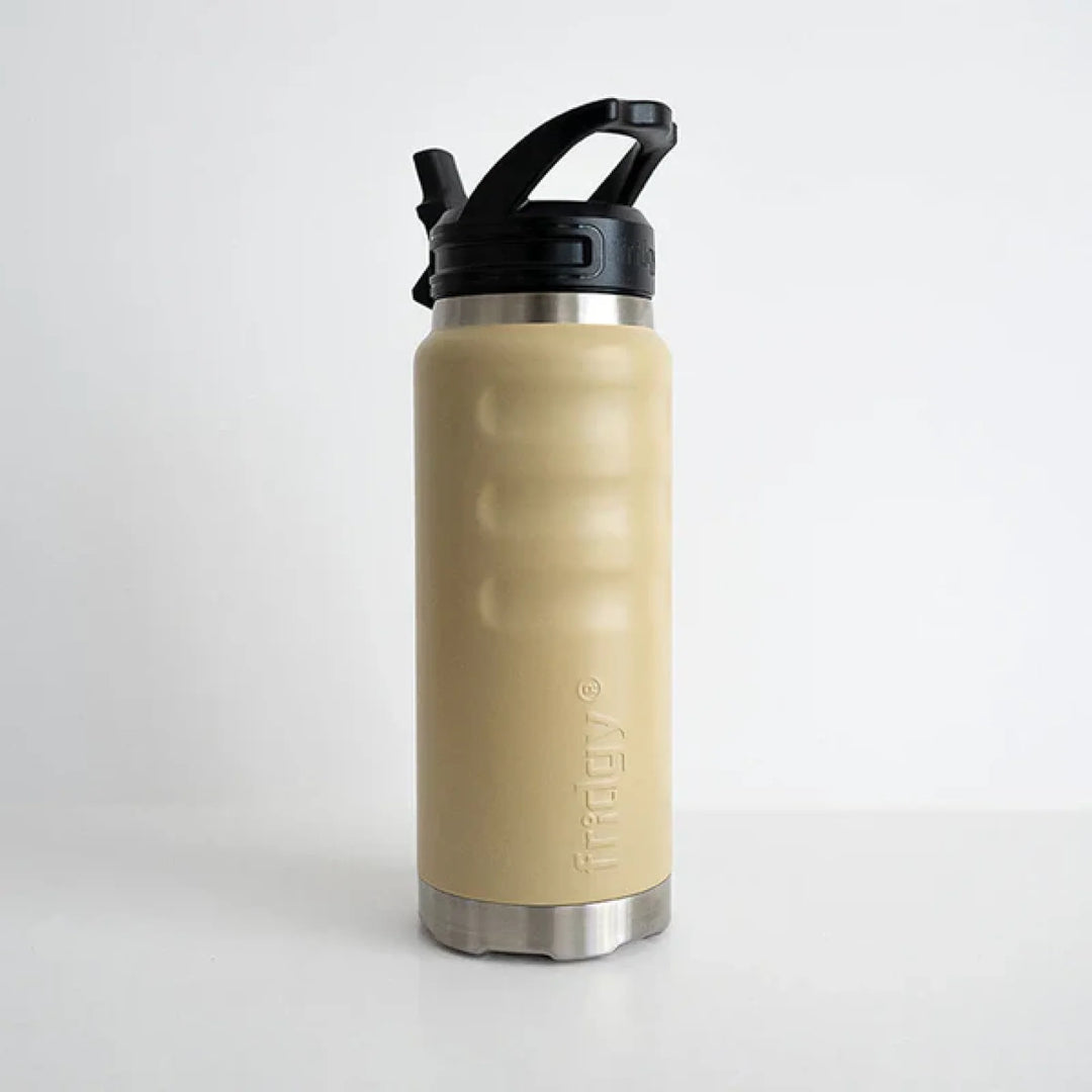 Fridgy 780ml Insulated Bottle Sandy Taupe / Straw Sipper Lid