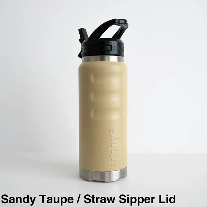Fridgy 780ml Insulated Bottle Sandy Taupe / Straw Sipper Lid