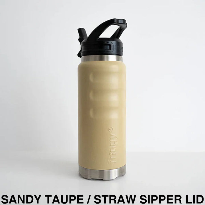 Fridgy 780ml Insulated Bottle Sandy Taupe / Straw Sipper Lid