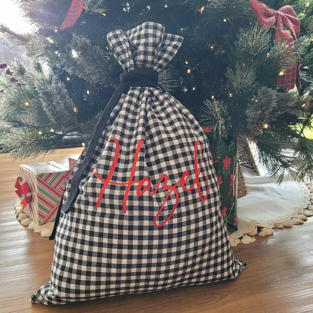 Gingham Cotton Christmas Sack