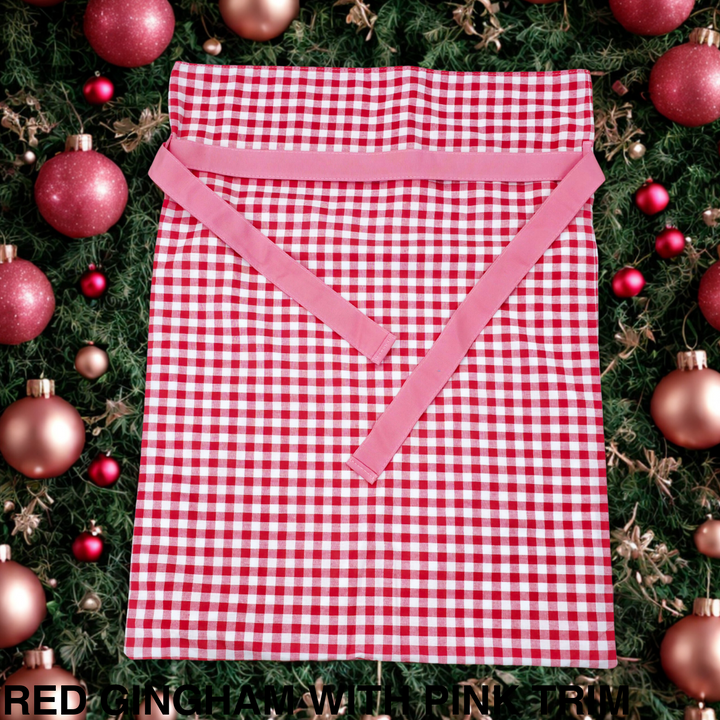 Gingham Christmas Sack Red Gingham with Pink Trim