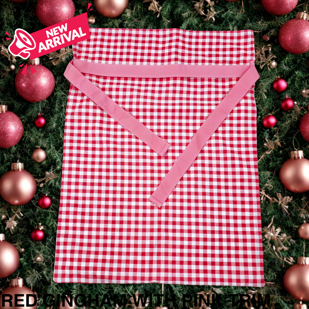 Gingham Christmas Sack Red Gingham with Pink Trim