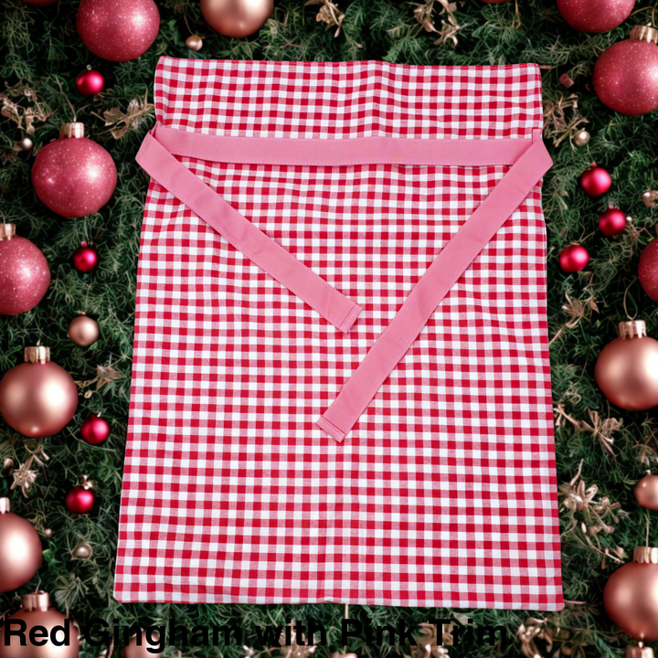 Gingham Christmas Sack Red Gingham with Pink Trim