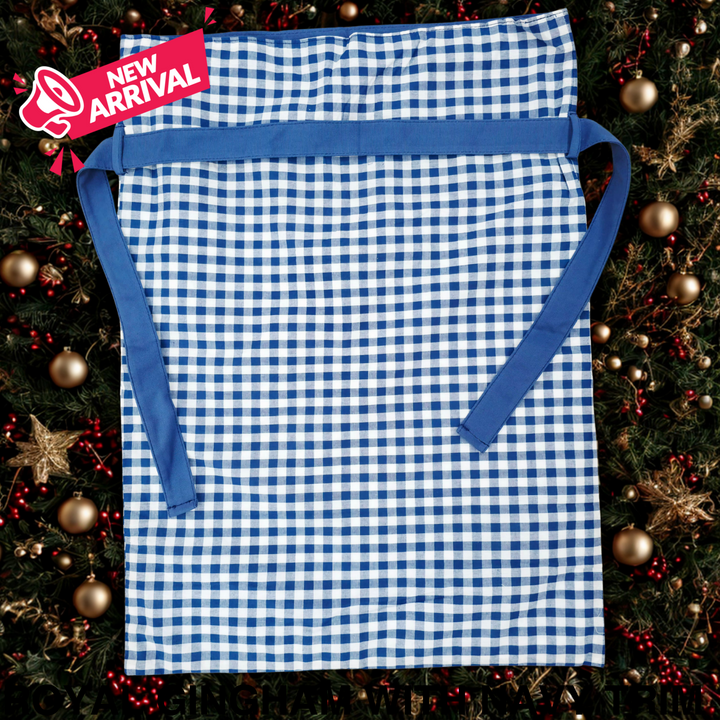 Gingham Christmas Sack Royal Gingham with Navy Trim