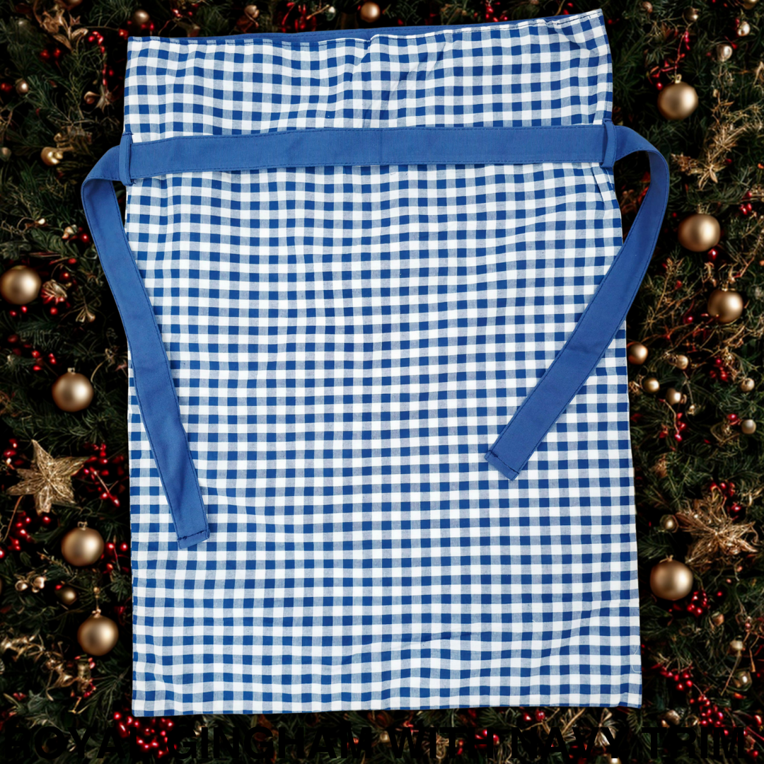 Gingham Christmas Sack Royal Gingham with Navy Trim