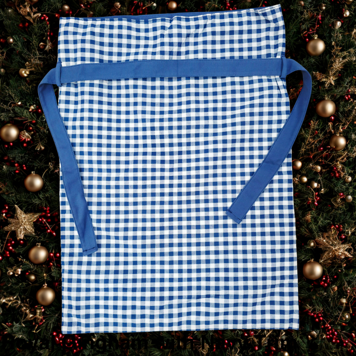 Gingham Christmas Sack Royal Gingham with Navy Trim