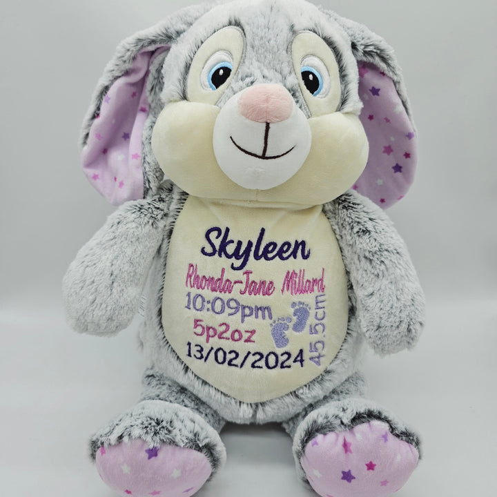 Grey Bunny With Pink Stars Cubbie