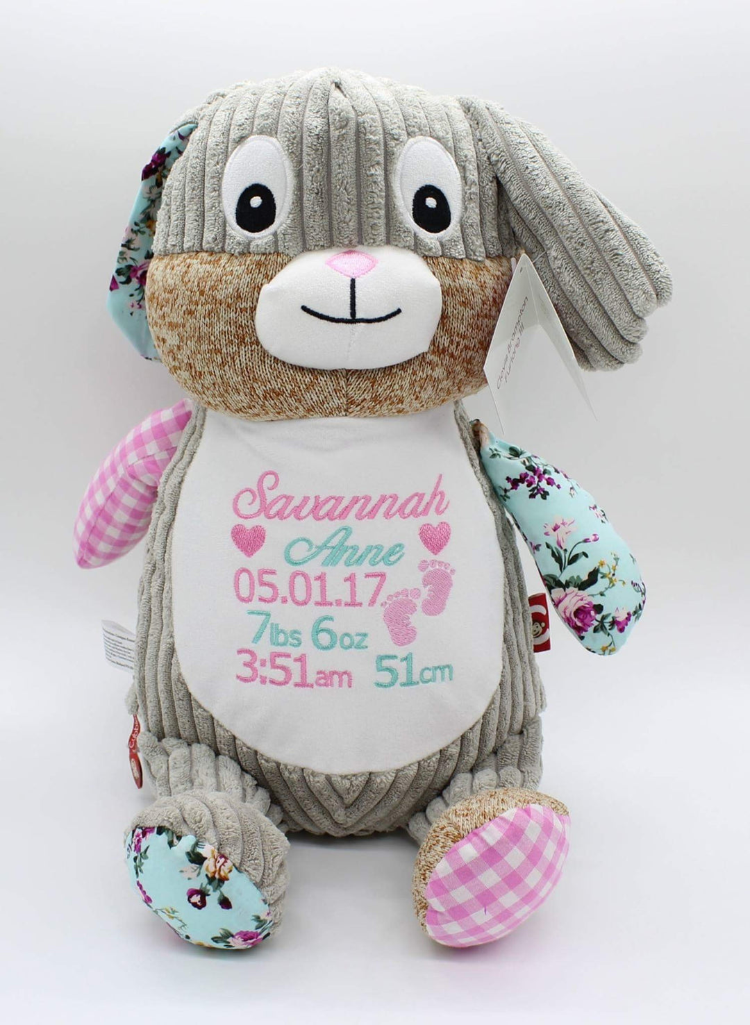 Harlequin Bunny - Pink Cubbie
