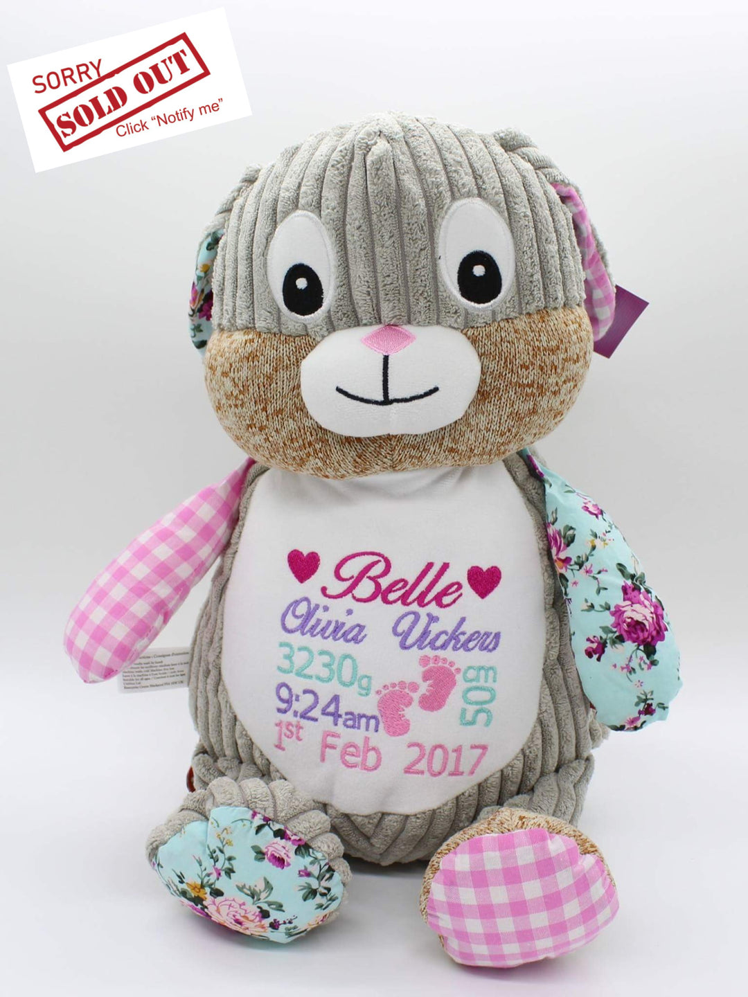 Harlequin Bunny - Pink Cubbie