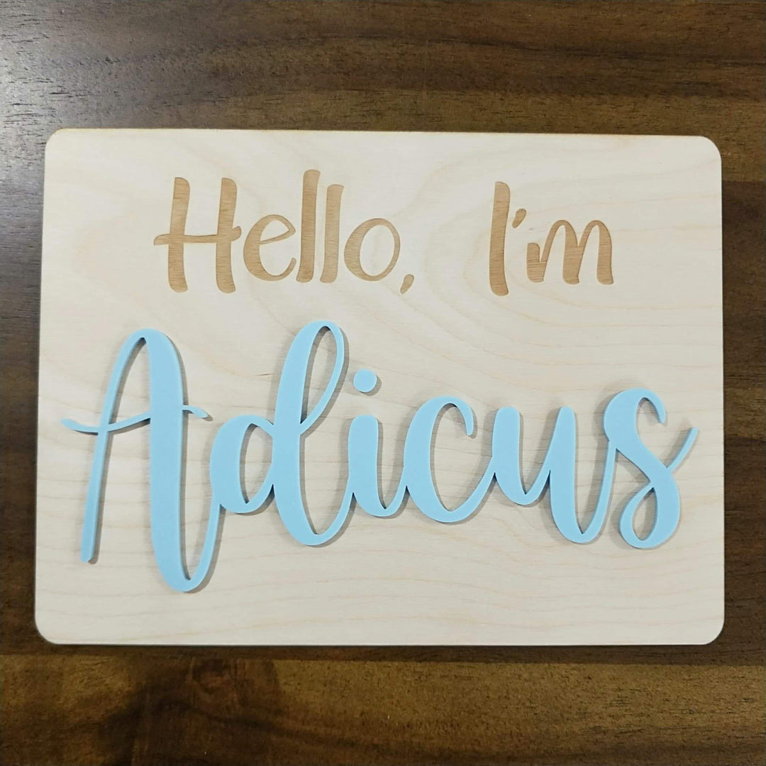 Hello Im X Rectangle Plaque With Acrylic Name