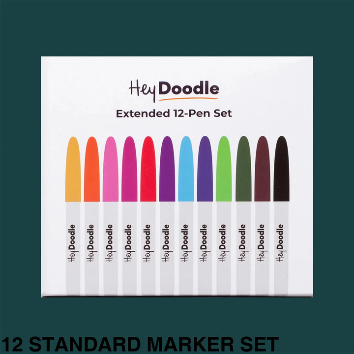 Hey Doodle Reusable Colouring-In Silicone Placemats 12 Standard Marker Set