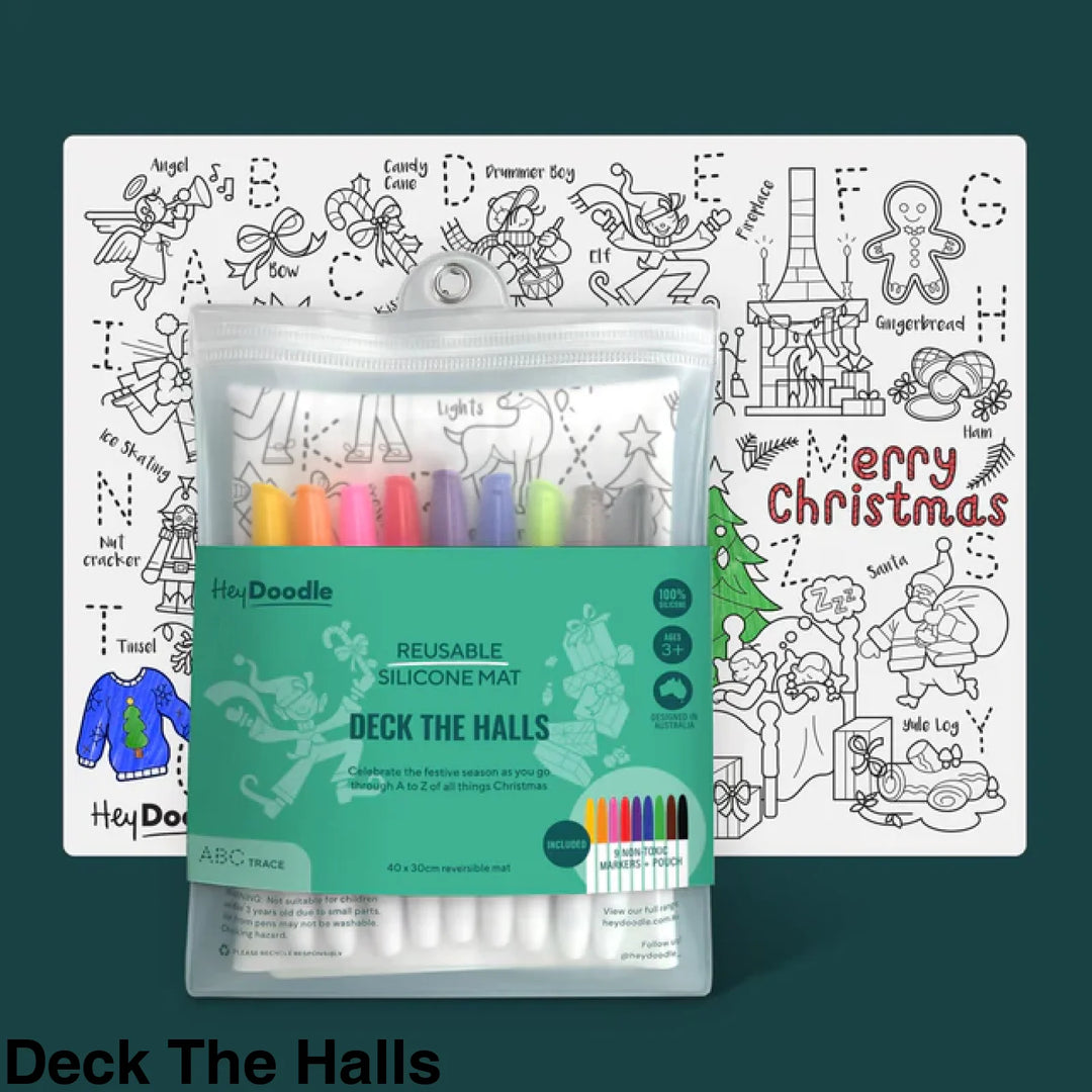 Hey Doodle Reusable Colouring-In Silicone Placemats Deck The Halls