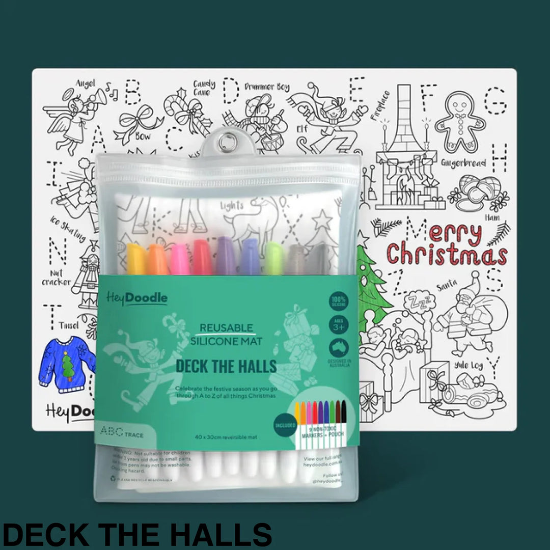 Hey Doodle Reusable Colouring-In Silicone Placemats Deck The Halls