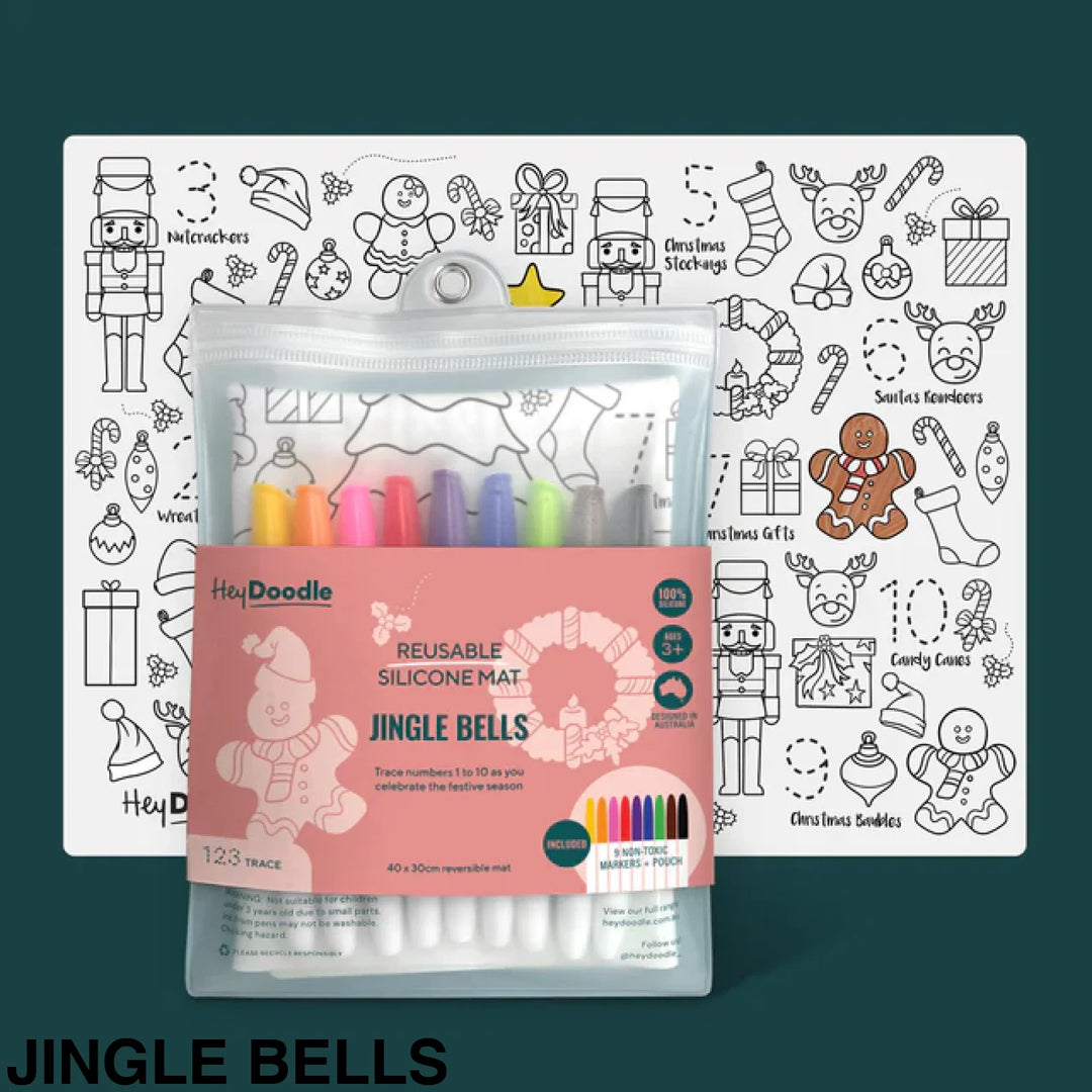 Hey Doodle Reusable Colouring-In Silicone Placemats Jingle Bells