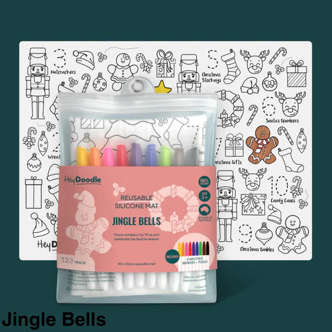 Hey Doodle Reusable Colouring-In Silicone Placemats Jingle Bells