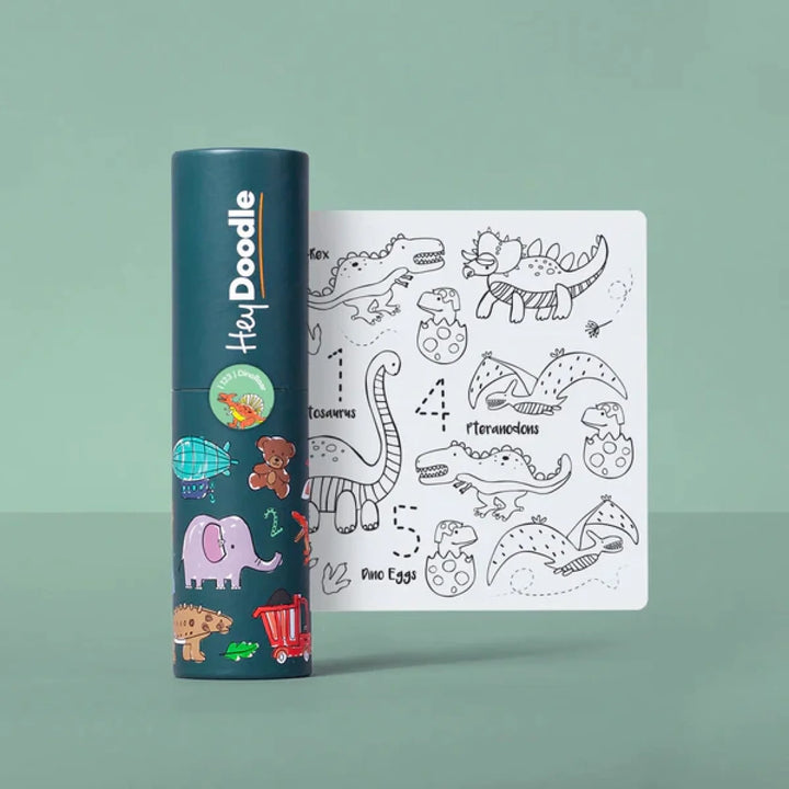 Hey Doodle Reusable Colouring - In Silicone Placemats (Mini Mat) 123 - Dinoroar