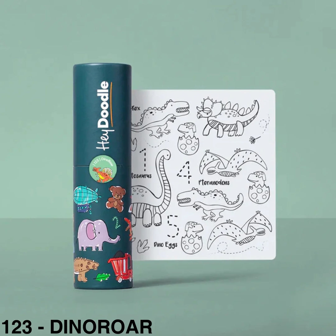 Hey Doodle Reusable Colouring - In Silicone Placemats (Mini Mat) 123 - Dinoroar