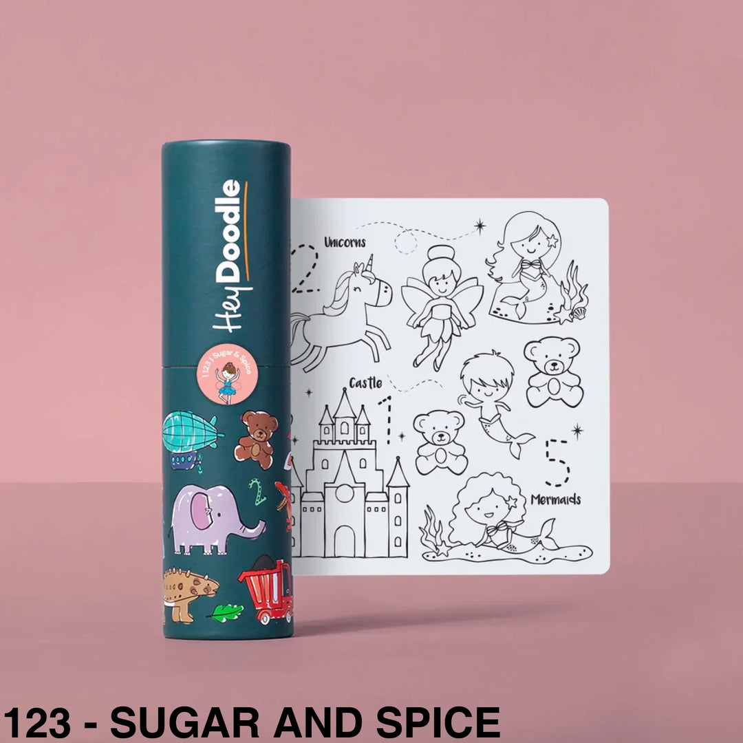 Hey Doodle Reusable Colouring - In Silicone Placemats (Mini Mat) 123 - Sugar And Spice