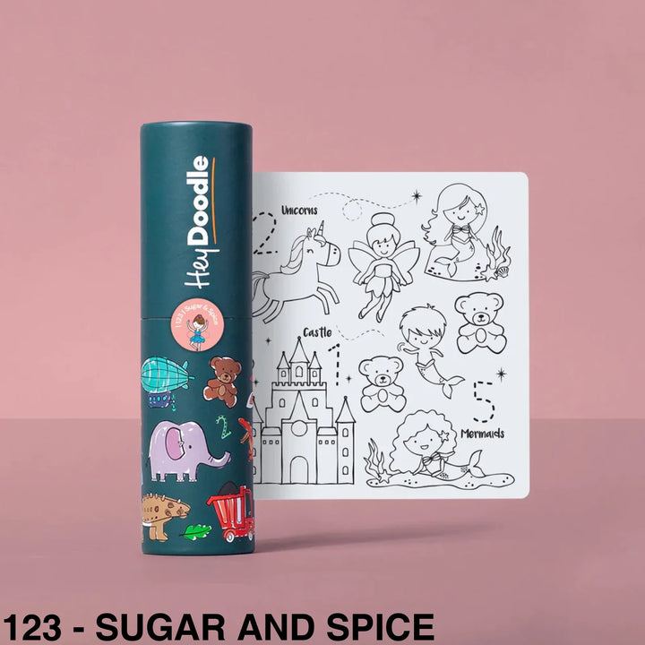 Hey Doodle Reusable Colouring - In Silicone Placemats (Mini Mat) 123 - Sugar And Spice