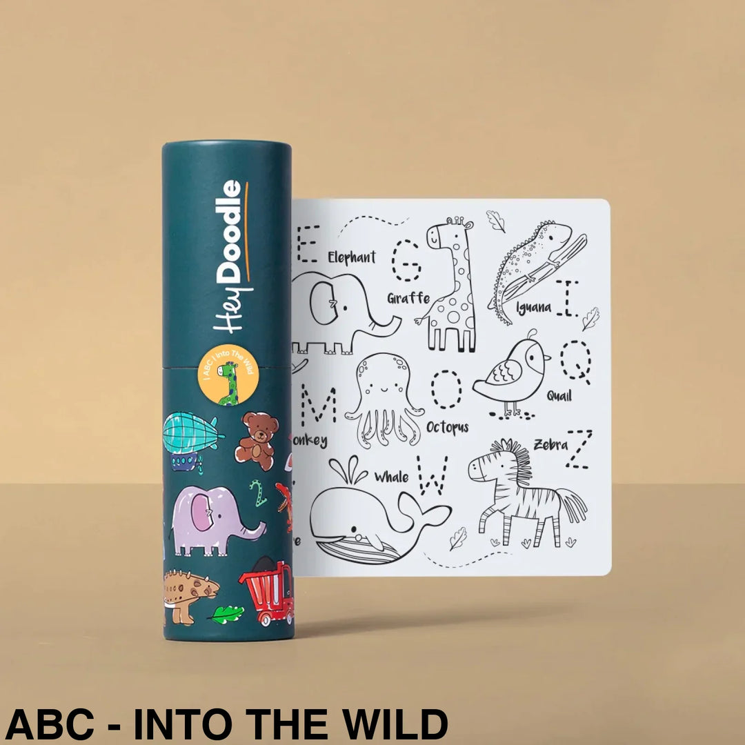 Hey Doodle Reusable Colouring - In Silicone Placemats (Mini Mat) Abc - Into The Wild