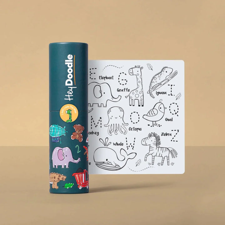 Hey Doodle Reusable Colouring - In Silicone Placemats (Mini Mat) Abc - Into The Wild