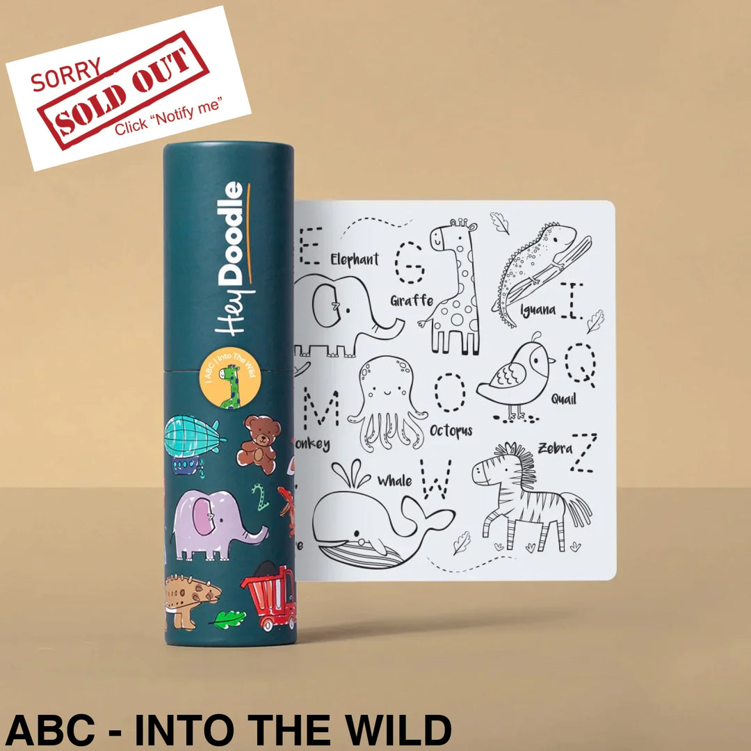 Hey Doodle Reusable Colouring - In Silicone Placemats (Mini Mat) Abc - Into The Wild