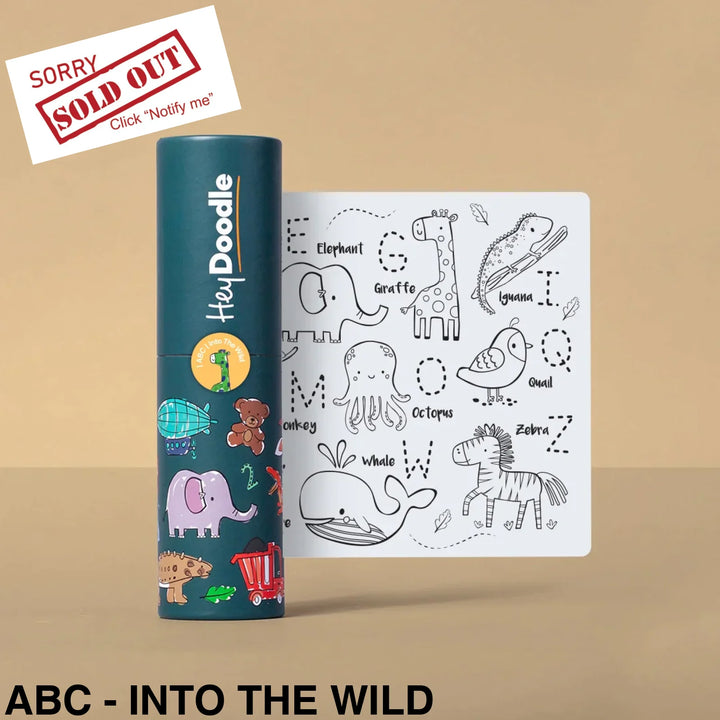 Hey Doodle Reusable Colouring - In Silicone Placemats (Mini Mat) Abc - Into The Wild