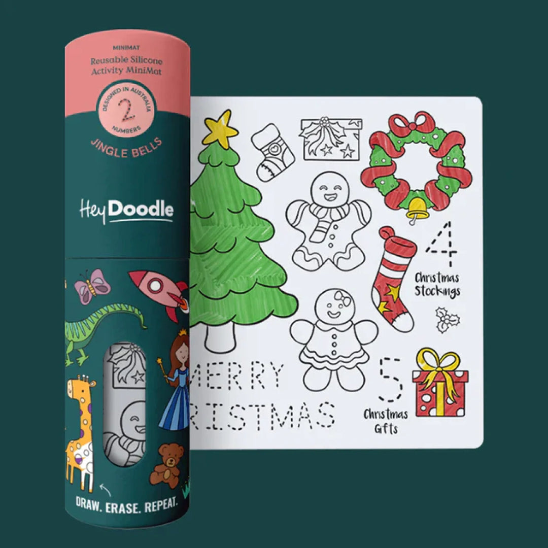 Hey Doodle Reusable Colouring-In Silicone Placemats (Mini Mat) Jingle Bells