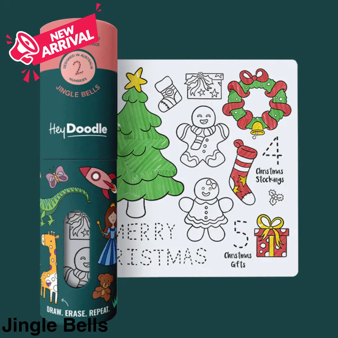 Hey Doodle Reusable Colouring-In Silicone Placemats (Mini Mat) Jingle Bells