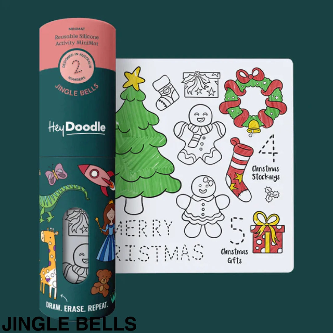 Hey Doodle Reusable Colouring-In Silicone Placemats (Mini Mat) Jingle Bells