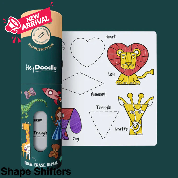 Hey Doodle Reusable Colouring-In Silicone Placemats (Mini Mat) Shape Shifters