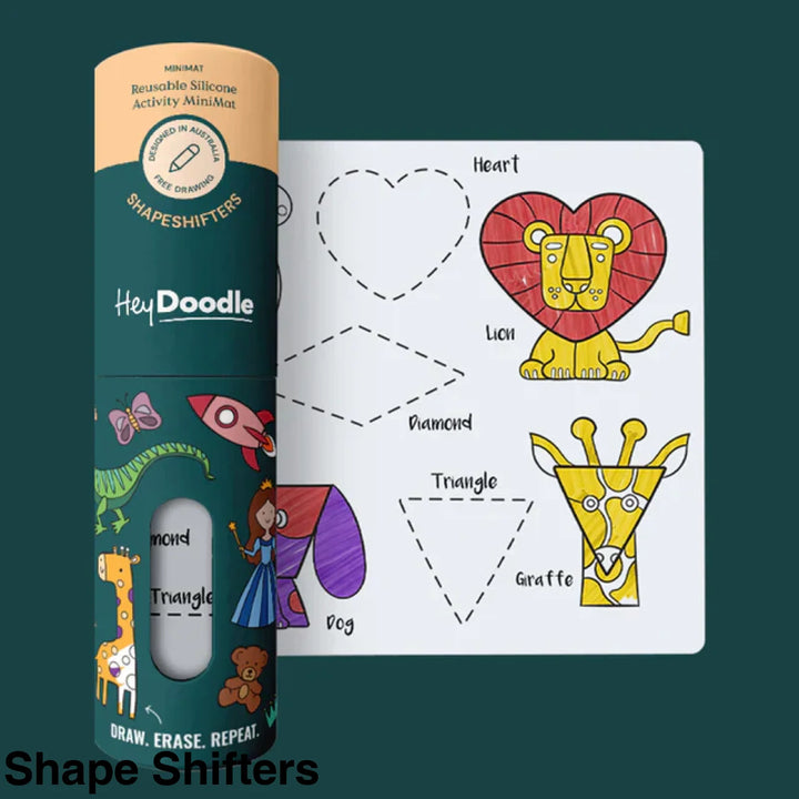 Hey Doodle Reusable Colouring-In Silicone Placemats (Mini Mat) Shape Shifters