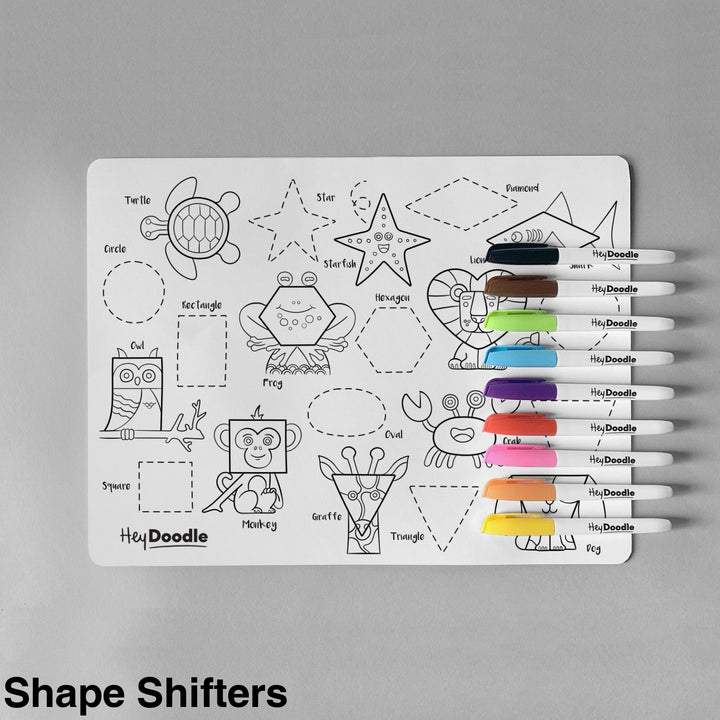 Hey Doodle Reusable Colouring - In Silicone Placemats Shape Shifters
