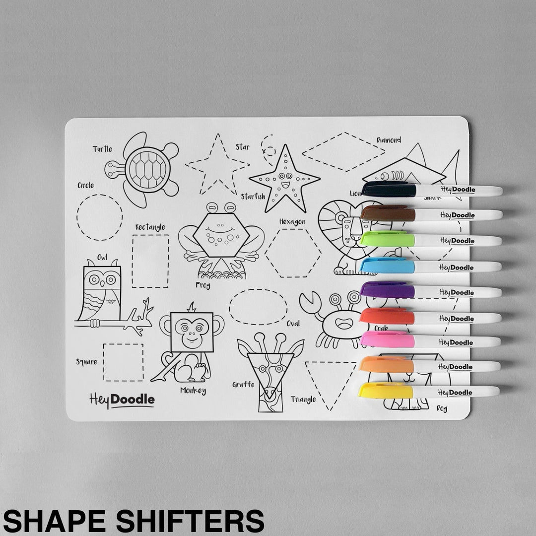 Hey Doodle Reusable Colouring - In Silicone Placemats Shape Shifters