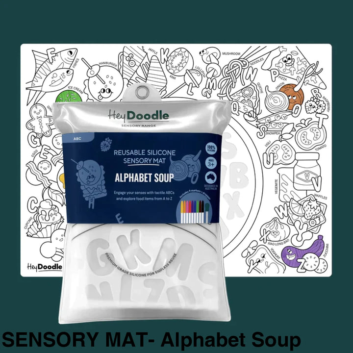 Hey Doodle Reusable Sensory Mat Mat - Alphabet Soup