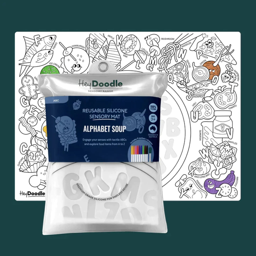 Hey Doodle Reusable Sensory Mat Mat - Alphabet Soup
