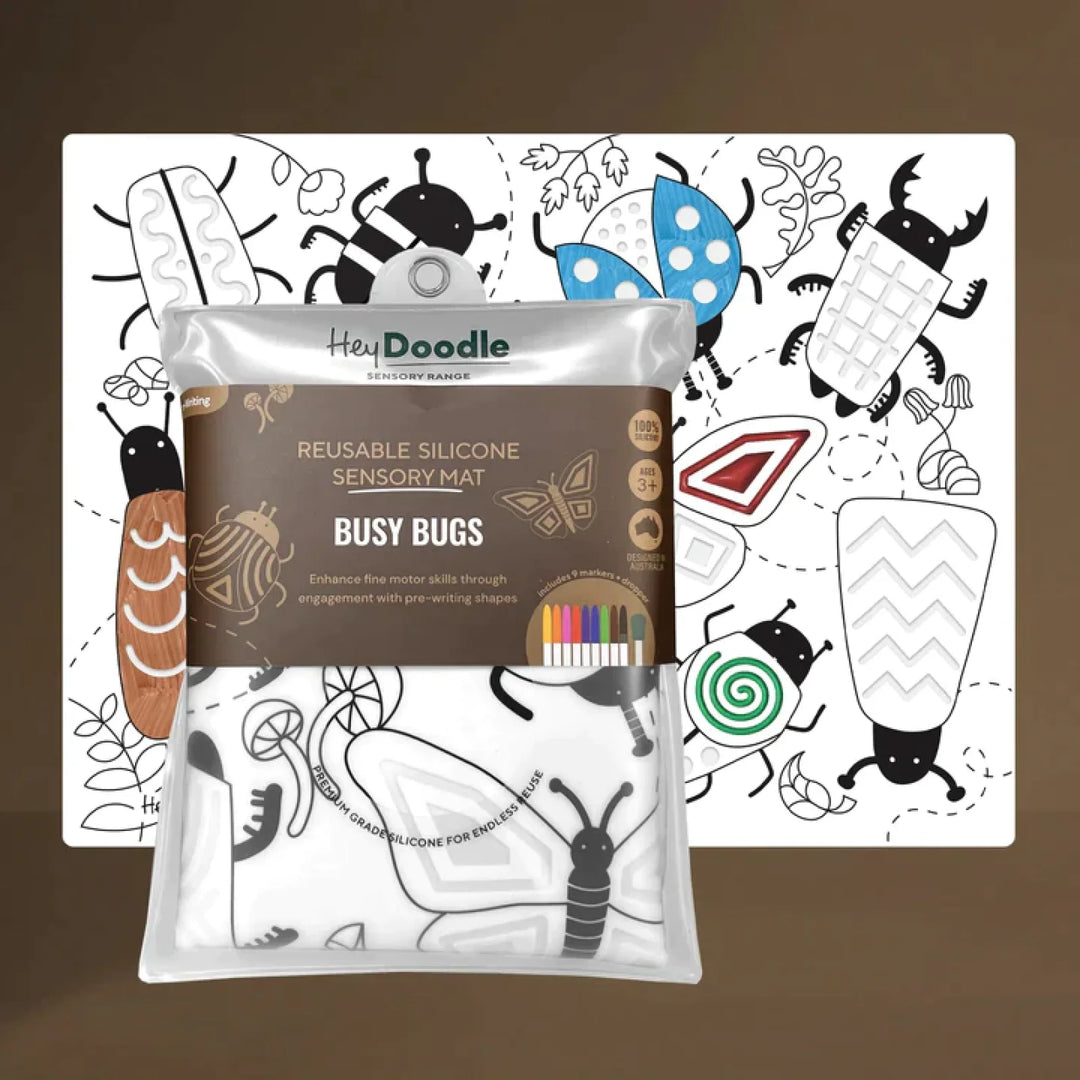 Hey Doodle Reusable Sensory Mat Mat - Busy Bugs