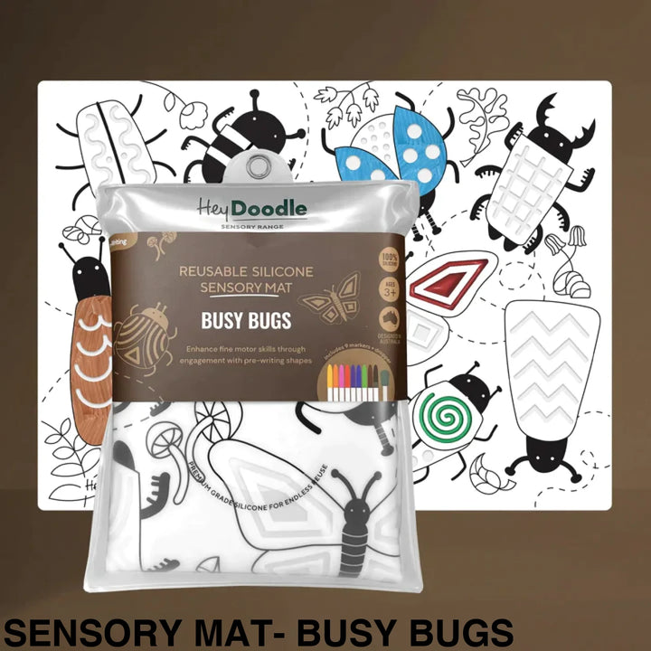 Hey Doodle Reusable Sensory Mat Mat - Busy Bugs