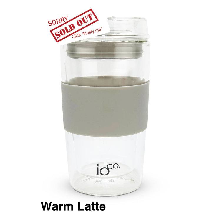 Ioco 12Oz Reusable Glass Coffee Travel Cup Warm Latte
