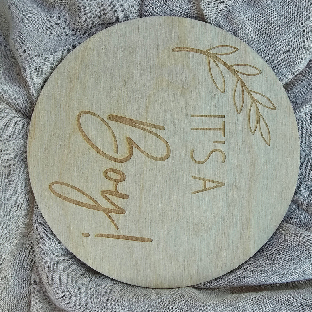 Its A Boy Engraved Plaque - Leaf