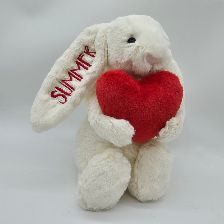 Jellycat Bashful Bunny Medium - Cream With Red Heart