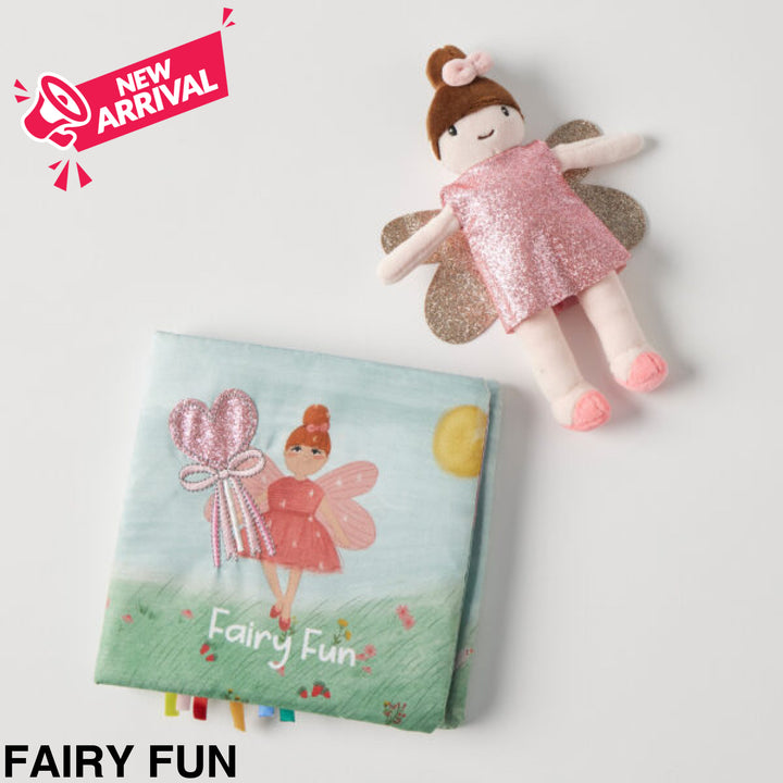 Jiggle and Giggle Activity Fabric Book & Toy set Fairy Fun