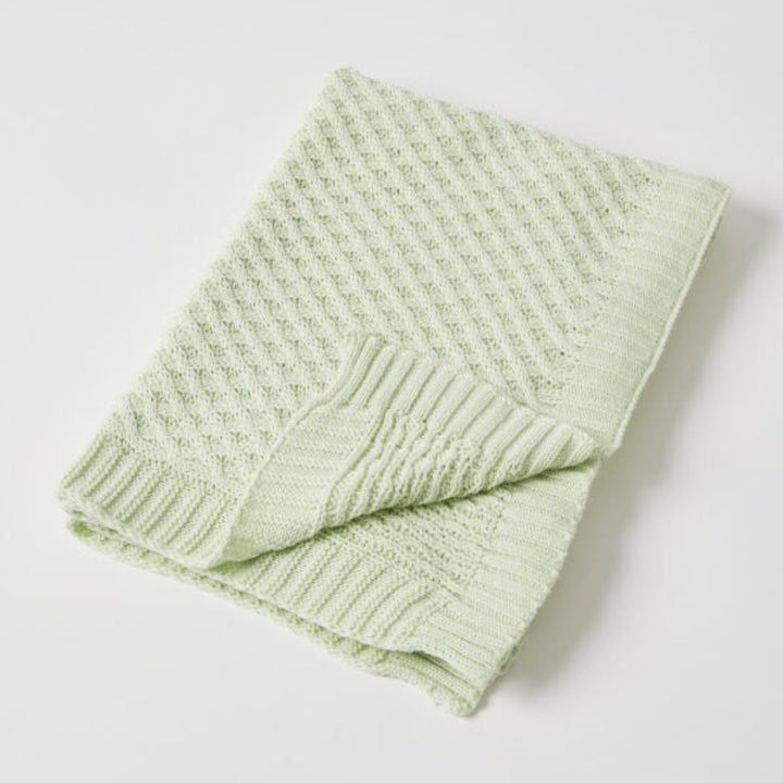 Jiggle And Giggle Basket Weave Knit Blanket Green