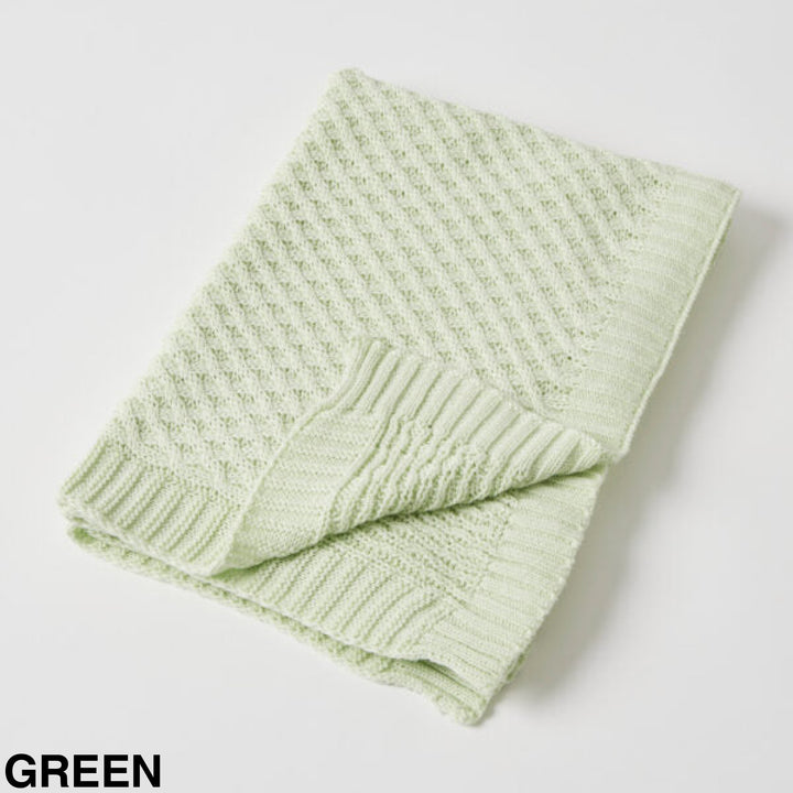 Jiggle And Giggle Basket Weave Knit Blanket Green