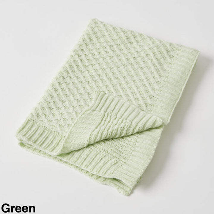 Jiggle And Giggle Basket Weave Knit Blanket Green