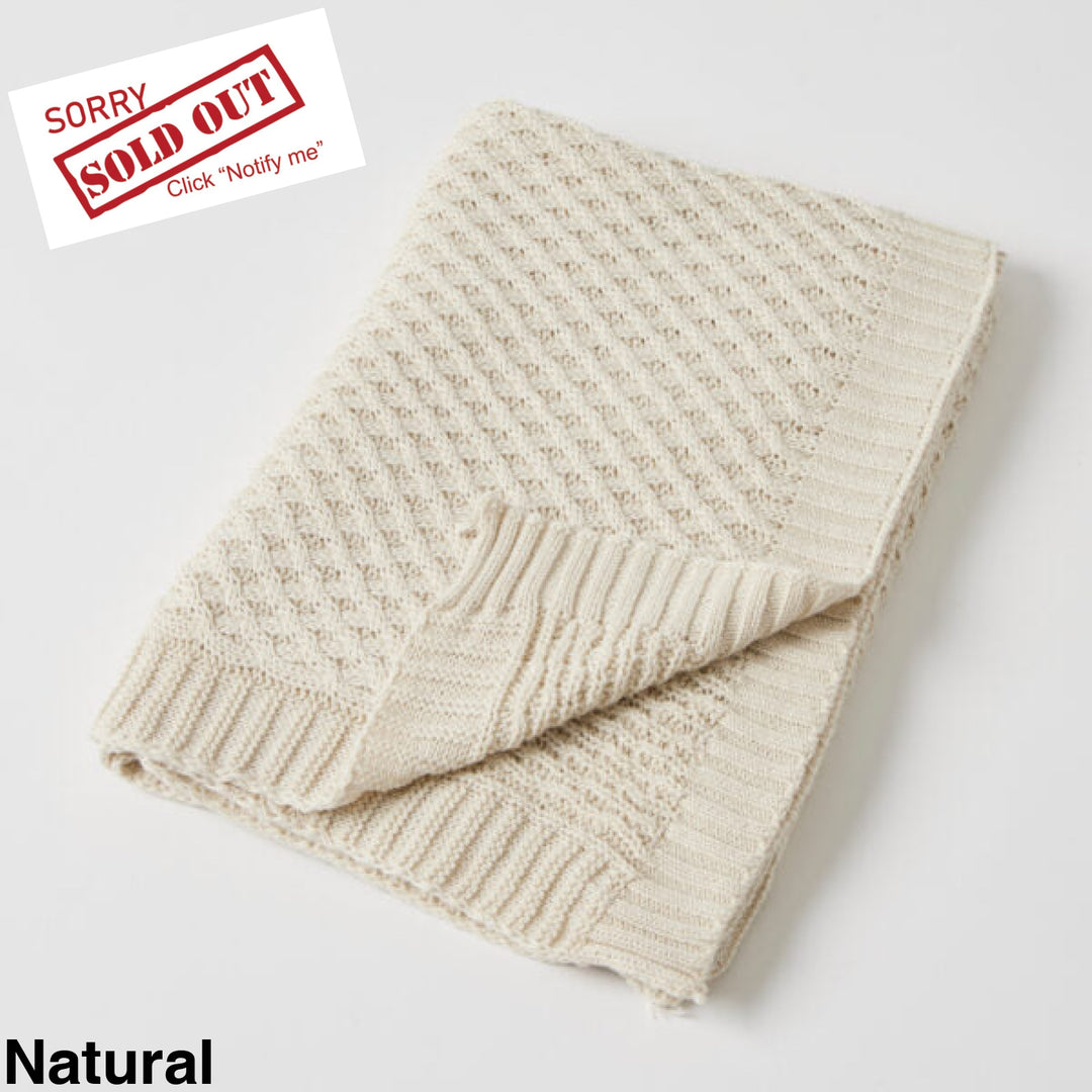 Jiggle And Giggle Basket Weave Knit Blanket Natural