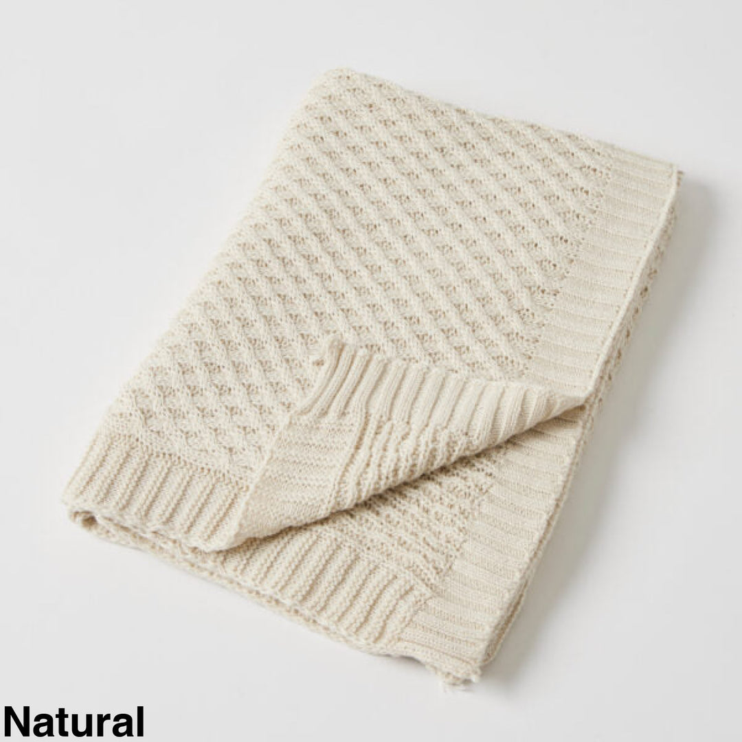 Jiggle And Giggle Basket Weave Knit Blanket Natural